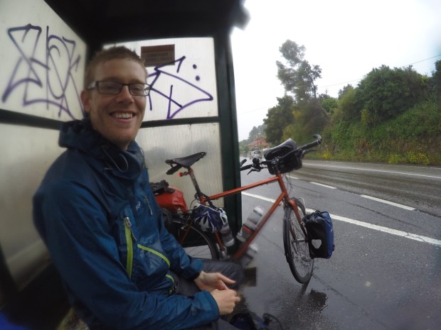 Cheery bus stop lunch