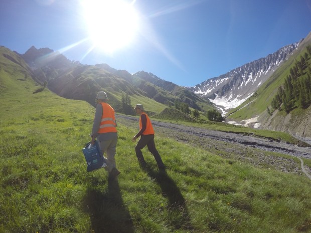 Dave and Nikoline looking for poo