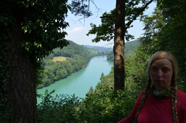 Me looking less than impressed at having to climb 100m above the river
