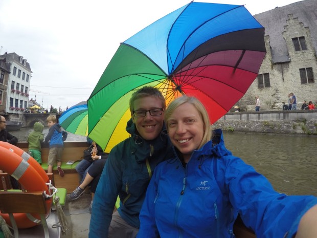 We were both wearing nautical themed pashmina afghans under the coats