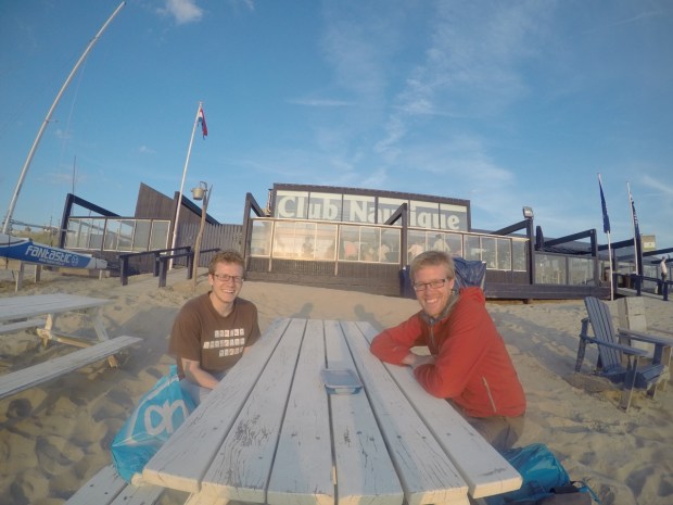 Me and Bobby squinting into the sun